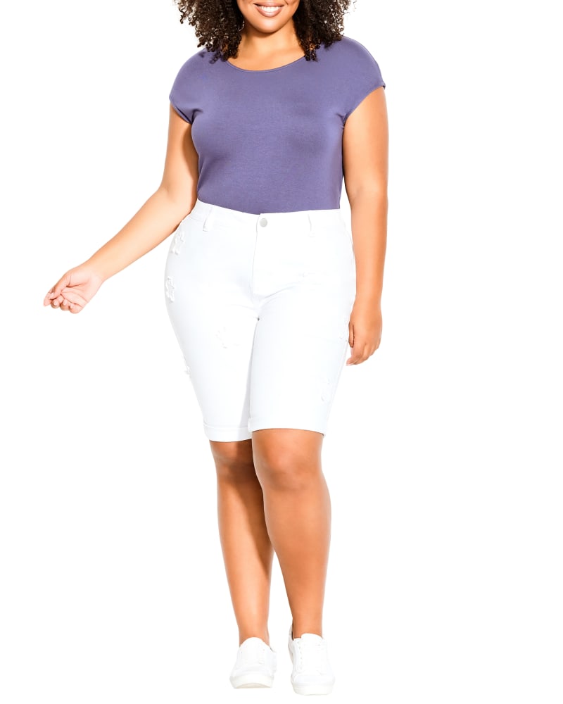 White bermuda shorts plus deals size